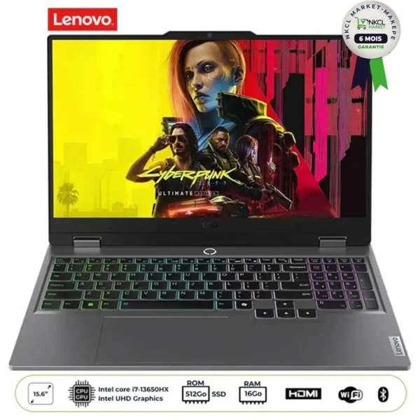 Ordinateur portable Gaming - Lenovo - LOQ 15IRX9 - Ecran 15.6" FHD 144Hz - Intel Core i7-13650HX - 16 GB DDR5 - 512 GB SSD - Nvidia RTX 3050 6GB - Luna Grey - Garantie 6 mois