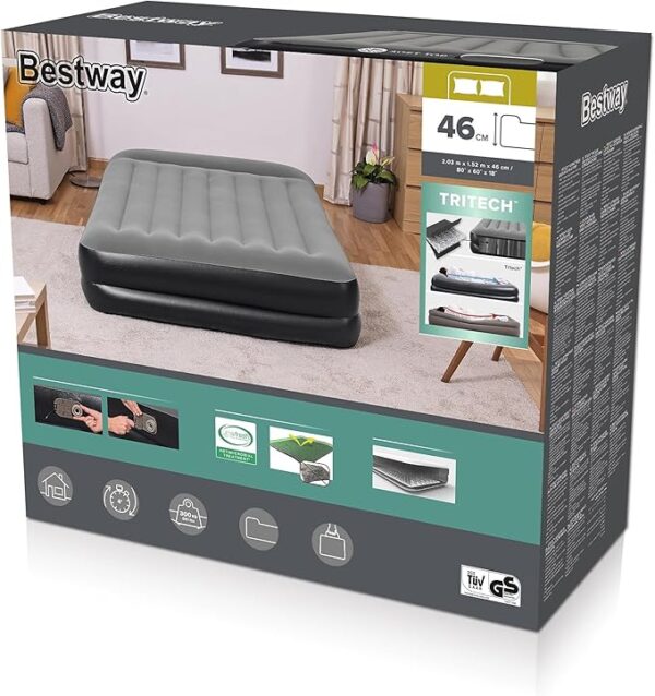 Matelas gonflable électrique Queen - 2 personnes - Pompe intégrée - 6 mois