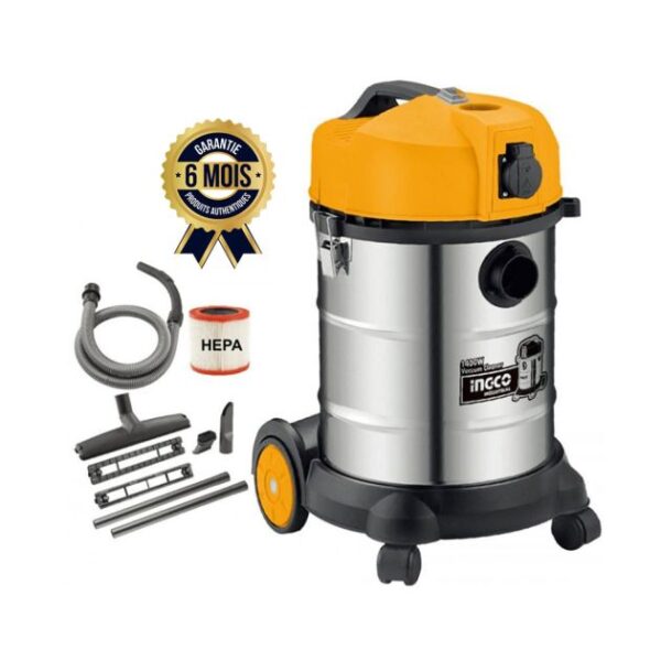 Aspirateur eau et poussières INGCO VC14301 - 30 L - 1400 W - 1,8 mètre - 6 Mois