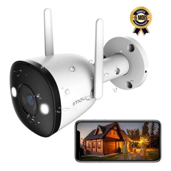 Caméra Bullet de sécurité extérieure - Imou IP67 - Vision nocturne couleur - Full HD 1080P - Connexion WiFi et Ethernet - 6 Mois