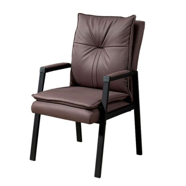 Chaise de visiteur – HB2503052 – Ergonomique – Cuir marron – Mousse mémoire de forme – Accoudoirs – Dossier cousu – Base métal 4 pieds – Résistante à l’eau