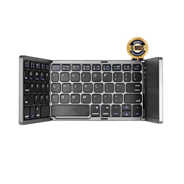 Clavier sans fil Bluetooth - B033 - Pliable en trois - 64 Touches - Touchpad intégré - Batterie rechargeable - Compatible Android/iOS/Mac - Garantie 6 mois