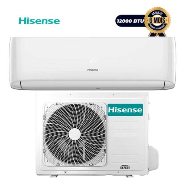 Climatiseur Split Hisense - AS-12TR4 - Inverter - 1.5 CV - 12000 BTU - Gaz R410A/R32 - Économie d'Énergie - Garantie 6 Mois