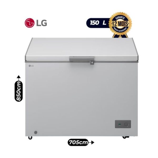 Congélateur coffre LG 150 L – GCFB145BQCF – Régulateur de tension intégré, Froid homogène, Contrôle externe – Gris – Garantie 12 mois