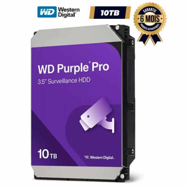 Disque dur interne de surveillance - Western Digital – Purple Pro – 10 To – 7200 rpm – SATA III – 3.5" – Garantie 6 mois ( Livré sous 3 5 jours )