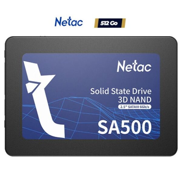 Disque dur SSD interne Netac - SA500 - 512 Go - 2.5" SATA3 - 3D QLC NAND - Vitesse 520/450 MB/s