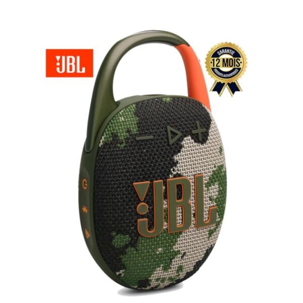 Enceinte Bluetooth Ultra-Portable JBL Clip 5 Squad – 12H d’autonomie, Son JBL Pro avec Basses puissantes, Étanche IP67, Mousqueton intégré – Garantie 12 mois
