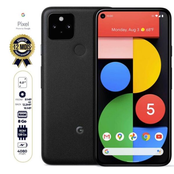 Google Pixel 5 - 6" - 128 Go/8Go RAM - 12.2MP/8MP - (1Nano SIM + eSIM) - 4080mAh - Garantie 12 Mois