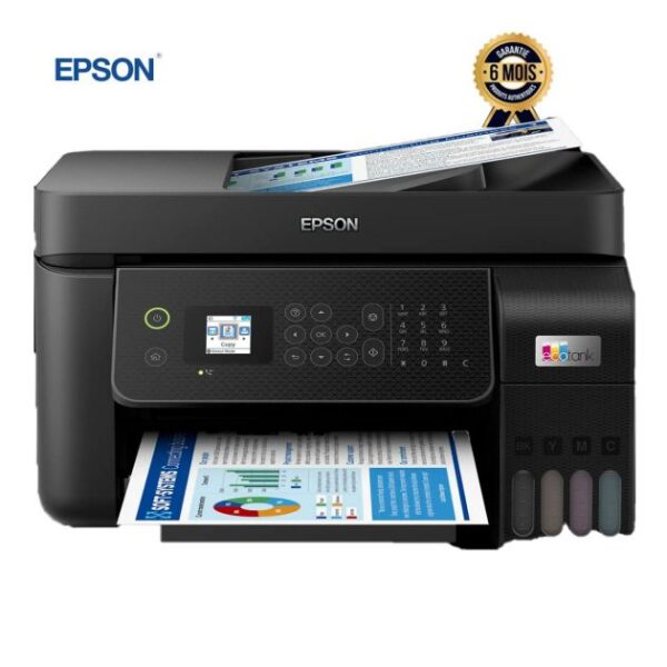 Imprimante couleur multifonction – Epson – EcoTank L5290 – Réservoirs rechargeables – 5760 x 1440 DPI – Wi-Fi/Ethernet/USB – Impression mobile – Rendement 8 100 pages – Garantie 6 mois