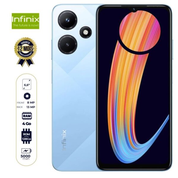 Infinix Hot 30i - 128Go/4Go RAM - 6.6'' - 13MP/8MP - 5000 mAh - 12 Mois