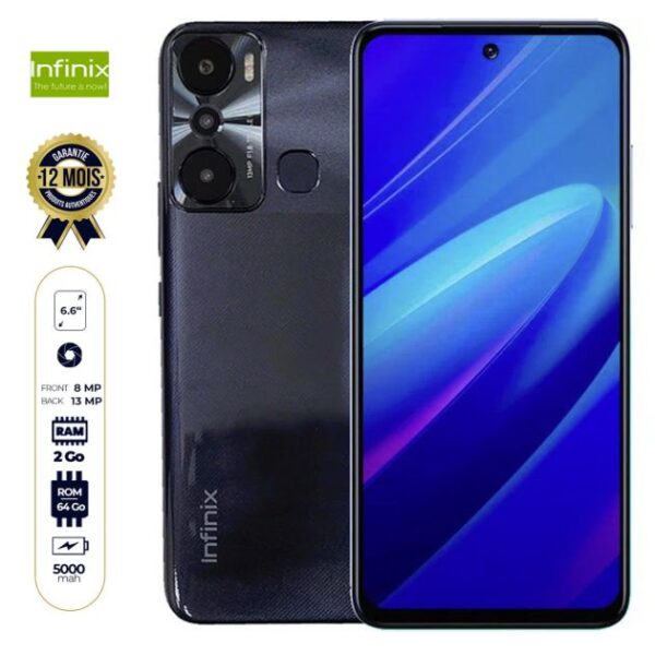 Infinix Hot 20i - 64Go/2Go RAM - 6.6'' - 13MP/8MP - 5000mAh - 12 mois