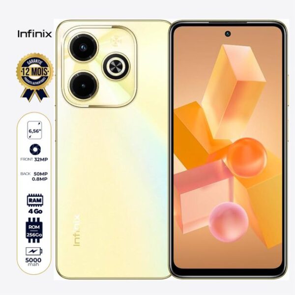 Infinix Hot 40i - 128Go/4Go RAM - 6.56'' - 50MP/32MP - 5000mAh - 12 mois