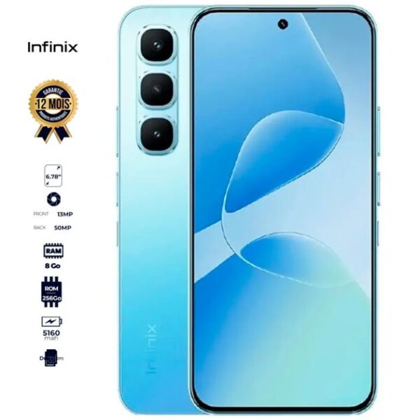 Infinix Hot 60 Pro - 256Go/8Go RAM - 6.78'' - 108MP - 5000mAh - 12 mois