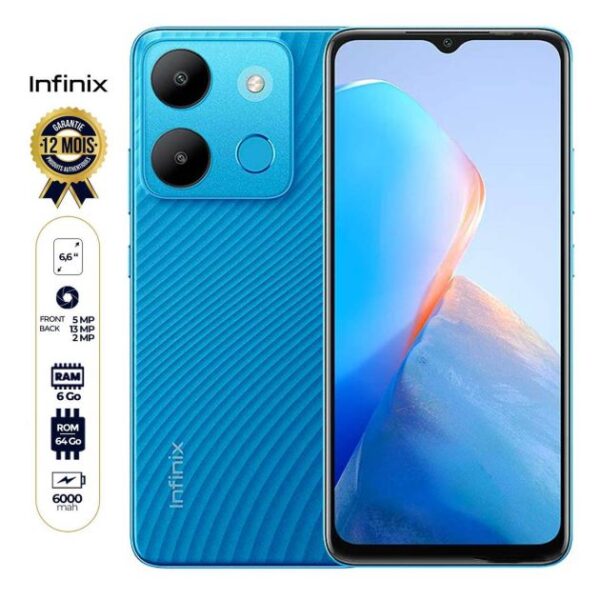 Infinix Smart 7 Plus - 64Go /3Go RAM + 3 Go Extensible - 6.6" - 2 Nano SIM - 13MP /5MP - 6000mAh - Garantie 12 Mois