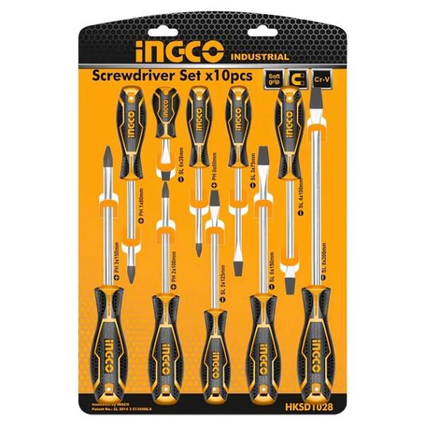 Jeu de Tournevis 10 PCS INGCO HKSD1028