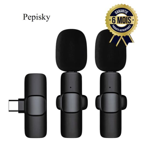Mini microphone sans fil - omnidirectionnel - 2 émetteurs - 1 récepteur - Type C - 6 mois