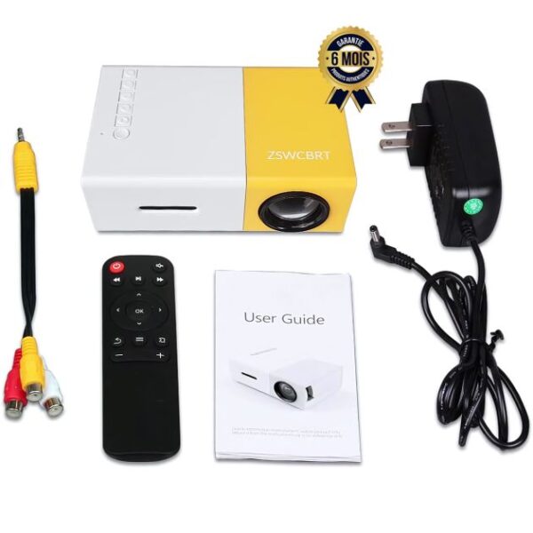 Mini projecteur portable - Micro projecteur LED 1080P - 200 lumens - 60 pouces - 6 Mois