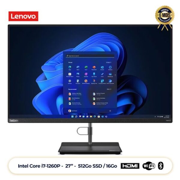 Ordinateur All-in-One - Lenovo Neo 30a-27 - 512 Go SSD - 16Go RAM - Écran Tactile 27" FHD - Intel Core i7-1260P - Intel® Iris Xe Graphics - Windows 11 (Livré entre 5 et 7 jours) - Garantie 6 mois