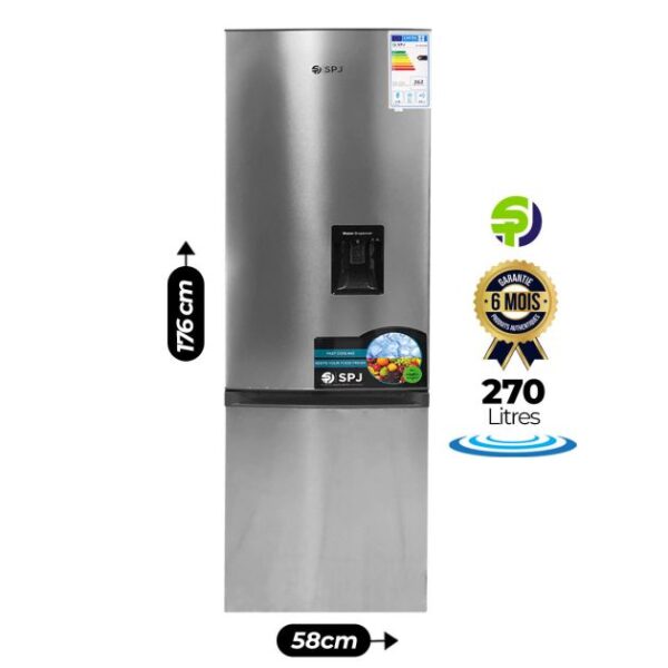 Réfrigérateur combiné -SPJ - RF-INU369C - Avec distributeur d'eau - 270L - Gris -Garantie: 6 mois