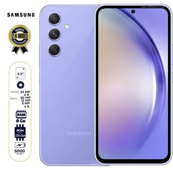 Samsung Galaxy A54 5G - 256 Go/ 8 Go RAM - 6,5'' - 2 Nano SIM - 50MP+12MP/32MP - 5000mAh - Garantie 24 Mois