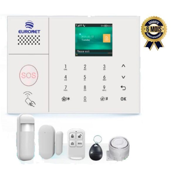 Système d’alarme de sécurité domestique - Euronet - Wifi GSM 4G - 6 Mois