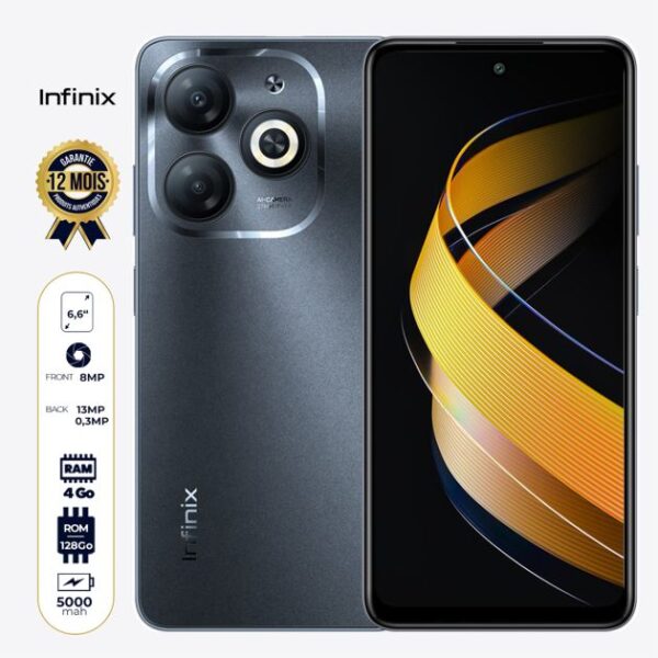 Infinix Smart 8 - 64Go/3Go RAM - 6.6'' - 5000mAh - 13MP/8MP - 12 Mois