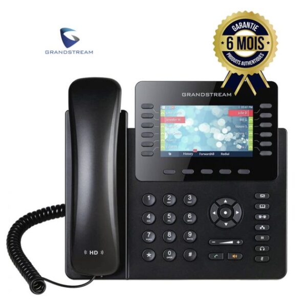 Téléphone VoIP Grandstream GS-GXP2170 - Écran LCD - Jusqu'à 12 lignes et 6 comptes SIP - Audio Full HD - 6 Mois