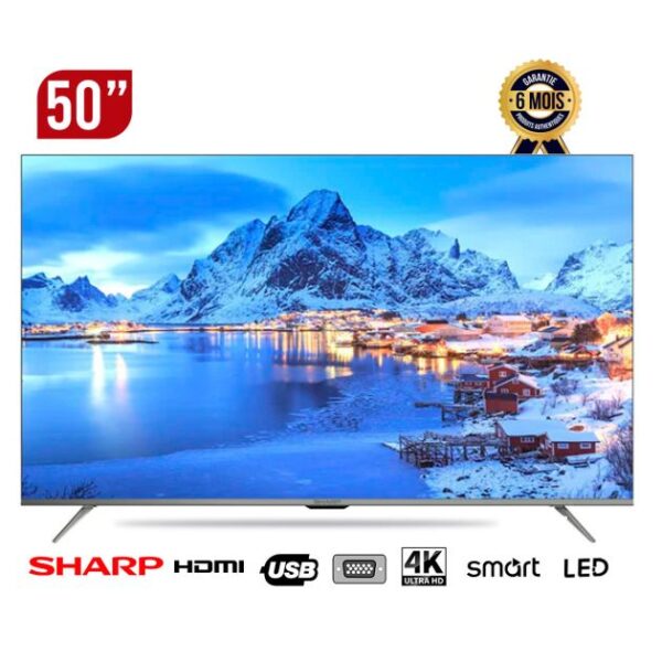 TV SMART SHARP 50'' -4T-C50FJ1NX - Google Android avec Dolby Vision - 6 mois de garantie