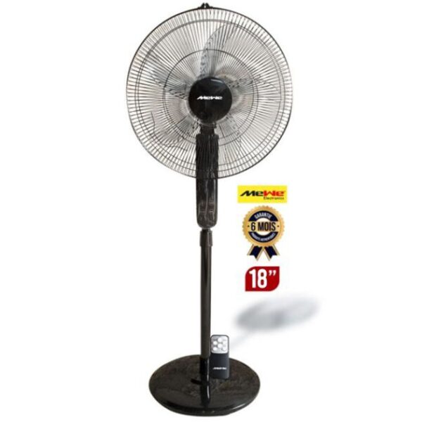 Ventilateur sur pied MEWE 18 Pouces - MWFAN ESF1804 - Puissance 65W - 3 vitesses - Lames solides en plastique - Télécommande et panneau tactile - Grille sécurisée à 135 supports - Garantie 6 Mois