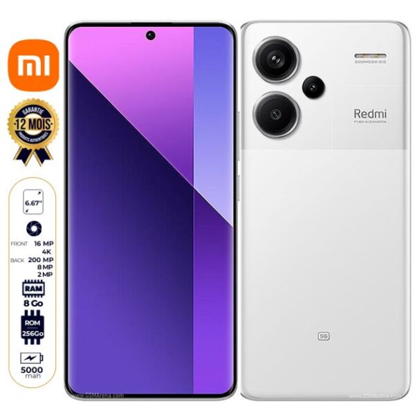 Xiaomi Redmi Note 13 Pro+ 5G - 256 Go - 20Go (8Go + 12 Go) RAM - 6.67" - 2 Nano SIM - 200MP+8MP+2MP/16MP - 5000mAh - Version Globale - Garantie 12 mois