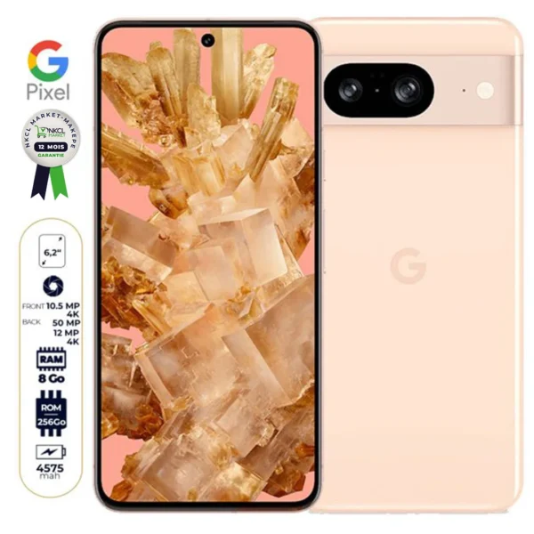 Google Pixel 8 5G - 256 Go/8Go RAM - 6.2" - 50MP+12MP/10.5MP - Nano-SIM+eSIM - 4575 mAh - Garantie 12 Mois
