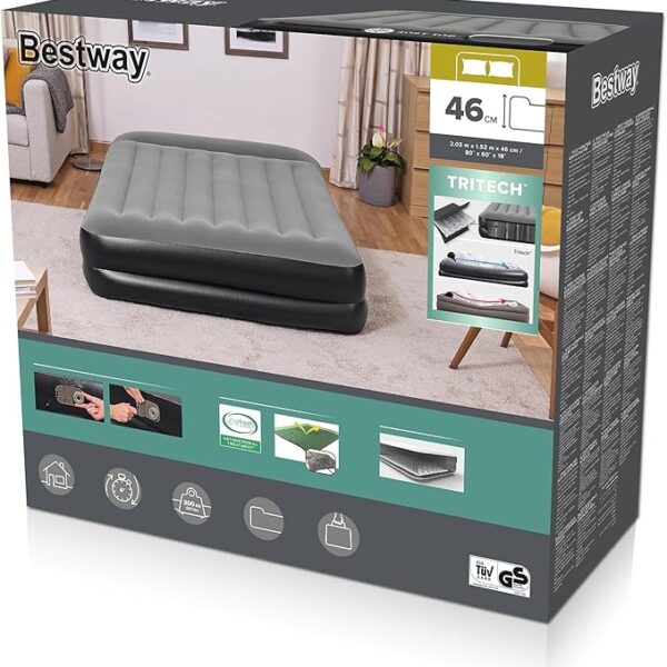 Matelas gonflable électrique Queen - 2 personnes - Pompe intégrée - 6 mois