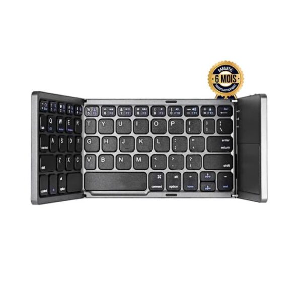 Clavier sans fil Bluetooth - B033 - Pliable en trois - 64 Touches - Touchpad intégré - Batterie rechargeable - Compatible Android/iOS/Mac - Garantie 6 mois