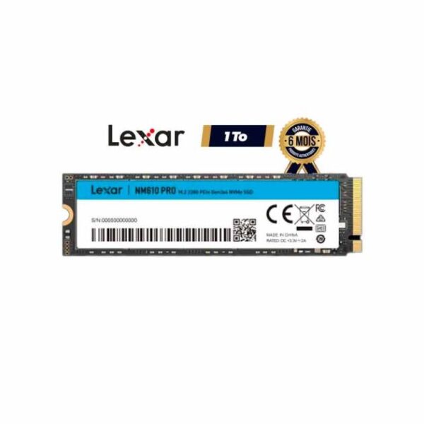 SSD interne – Lexar – NM610PRO – 1To – M.2 2280 – Lecture 3300 Mo/s – Écriture 2600 Mo/s – 3D NAND Flash – Garantie 6 mois