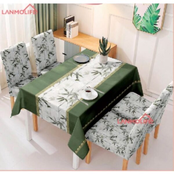 Ensemble de 6 housses de chaises + une nappe de table de salle à manger en polyester - 152cm × 228cm - Coloris Rouge