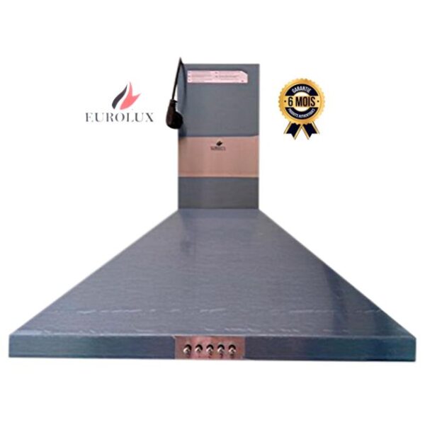 Hotte de Cuisine Murale EUROLUX - D004-60-IX - 60 cm - 450 m³/h - Inox - Eclairage LED - Commandes mécaniques  - 6 mois de garantie