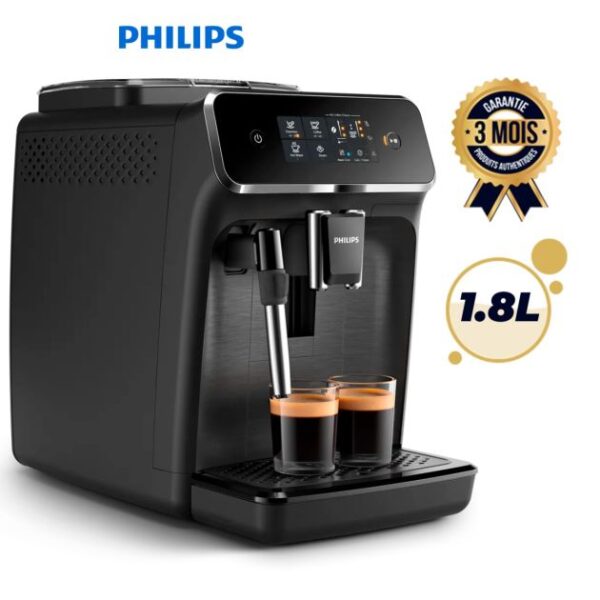 Machine à café Expresso Broyeur Philips Série 2200– EP2220/10 – Cafetière Automatique avec Mousseur à Lait – 1,8 L – 1500 W – Noir Mat - 3 mois de garantie