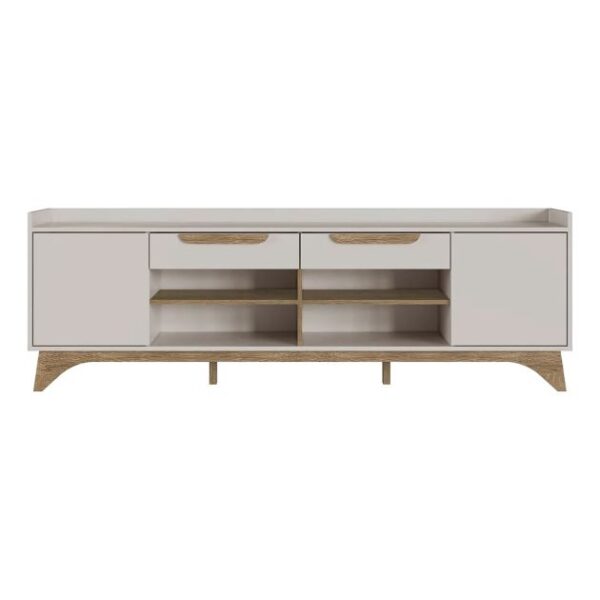 Meuble TV - MT-3963-2 - Support jusqu'à 65 pouces - 2 Portes et 2 Tiroirs - Blanc cassé/Bois - 183 cm