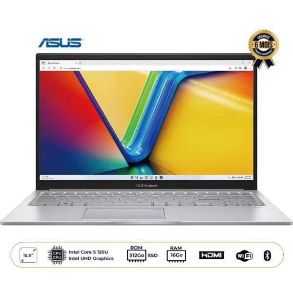 ASUS VivoBook 15 - 512Go SSD/8Go RAM - 15.6'' FHD - Intel i5-1135G7 - Windows 11 - 12 mois