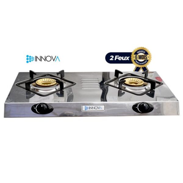 Plaque à gaz 2 feux Automatique - Innova - IN538 - Aluminium - Gris - Garantie 06 Mois