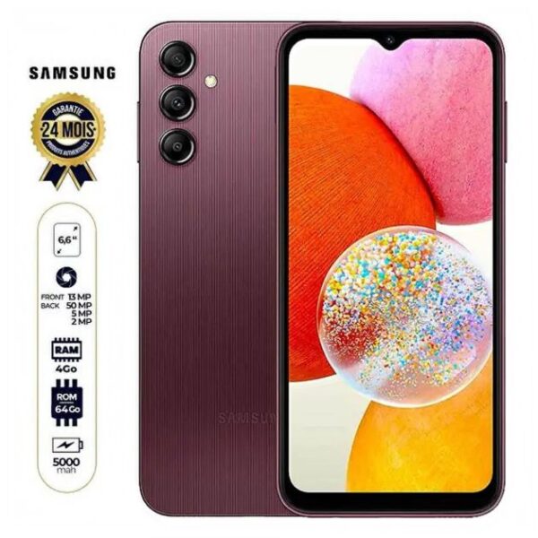 Samsung Galaxy A14 4G - 64 Go/4Go RAM - 6.6" - 5000mAh - 2 Nano SIM - 50MP/13MP - Garantie 24 Mois