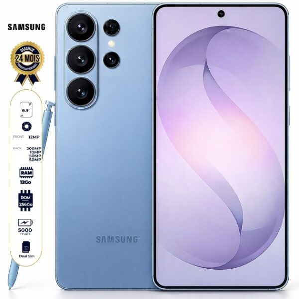 Samsung Galaxy S26 Ultra - 256 Go - 12Go RAM - 6.9" - 200MP + 10MP + 50MP + 50MP/ 12MP - 2 Nano SIM - 5000mAh - Garantie 24 Mois
