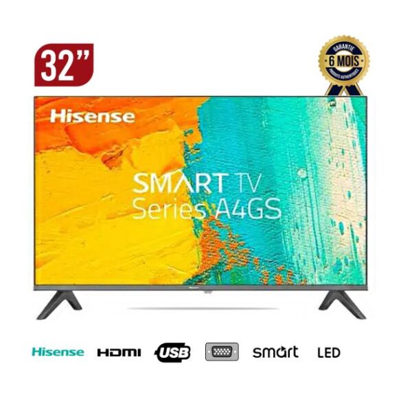 TV SMART Hisense - 32 pouces - Series A4k - HD Ready - VIDAA U5.0 - Noir - 06 Mois de garantie