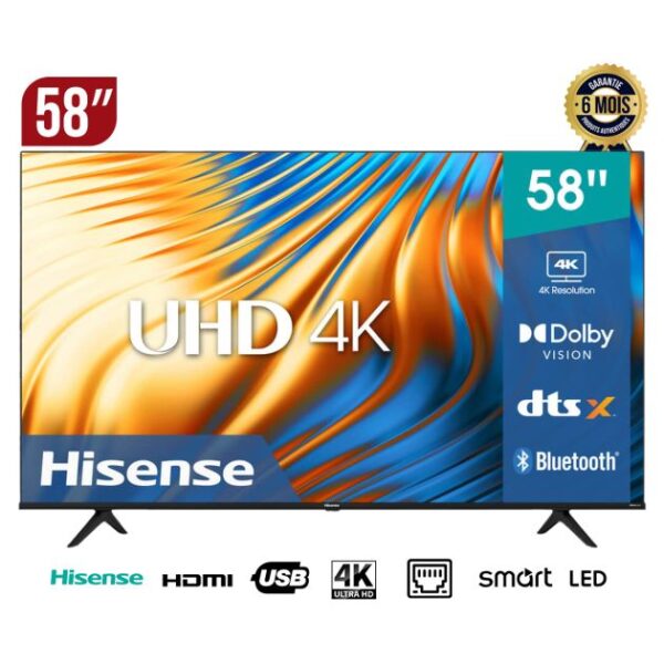 TV Smart Hisense 58 pouces - 58A6N - Ultra HD - 4K - HDR - 6 mois de garantie