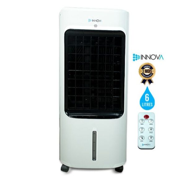 Ventilateur à eau avec télécommande et mouvement d'oscillation - INNOVA - KFC825A - Réservoir d'eau 6L - 65W - Minuterie 1-8hrs - 3 Vitesses - Blanc - Garantie 3 mois
