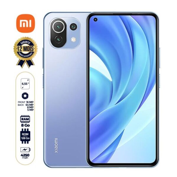 Xiaomi Mi 11 Lite - 6.55 pouces - 128Go/8Go Ram - 64+8+5 MP 4K/16MP - 4250mAh - Dual sim - 12 mois