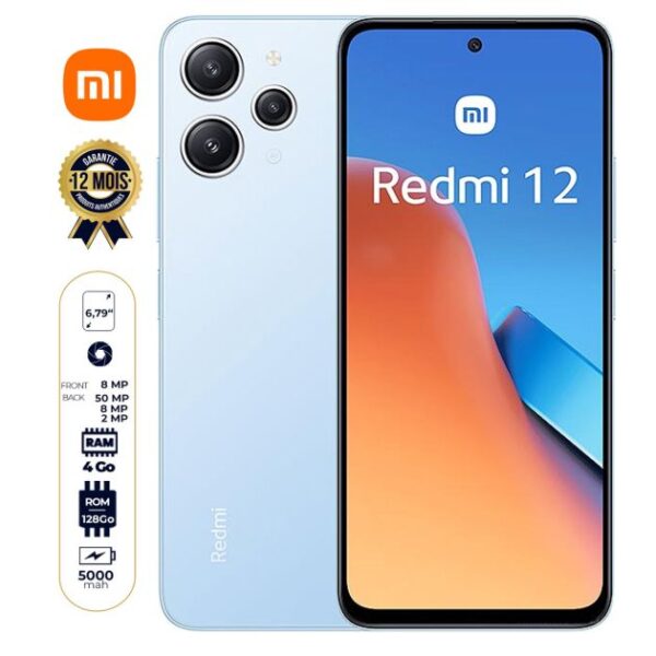 Xiaomi Redmi 12 - 256Go/8Go RAM - 6.79'' - 50MP+8MP+2MP - 5000mAh - 12 mois