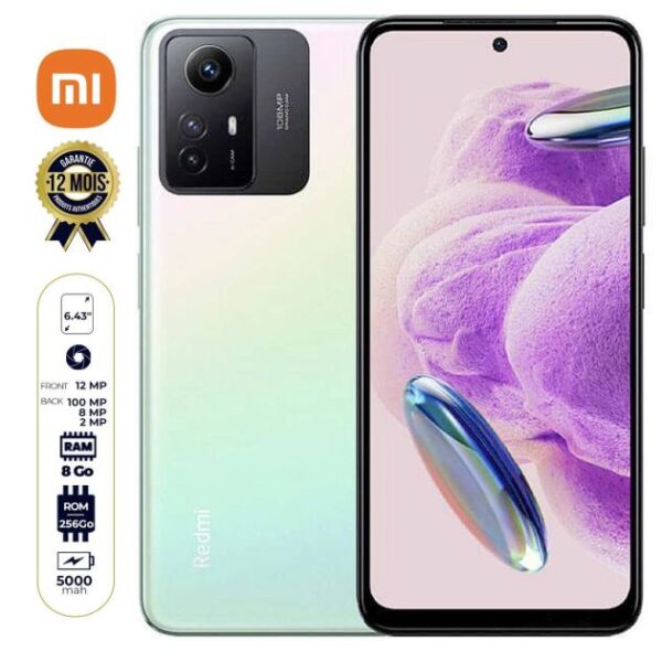 Xiaomi Redmi Note 12S - 6,43" - 256 Go/8 Go RAM - 5000 mAh - 108 MP - Dual NANO SIM - Empreinte digitale - Version Globale - Garantie 12 Mois + Ecouteurs Offert